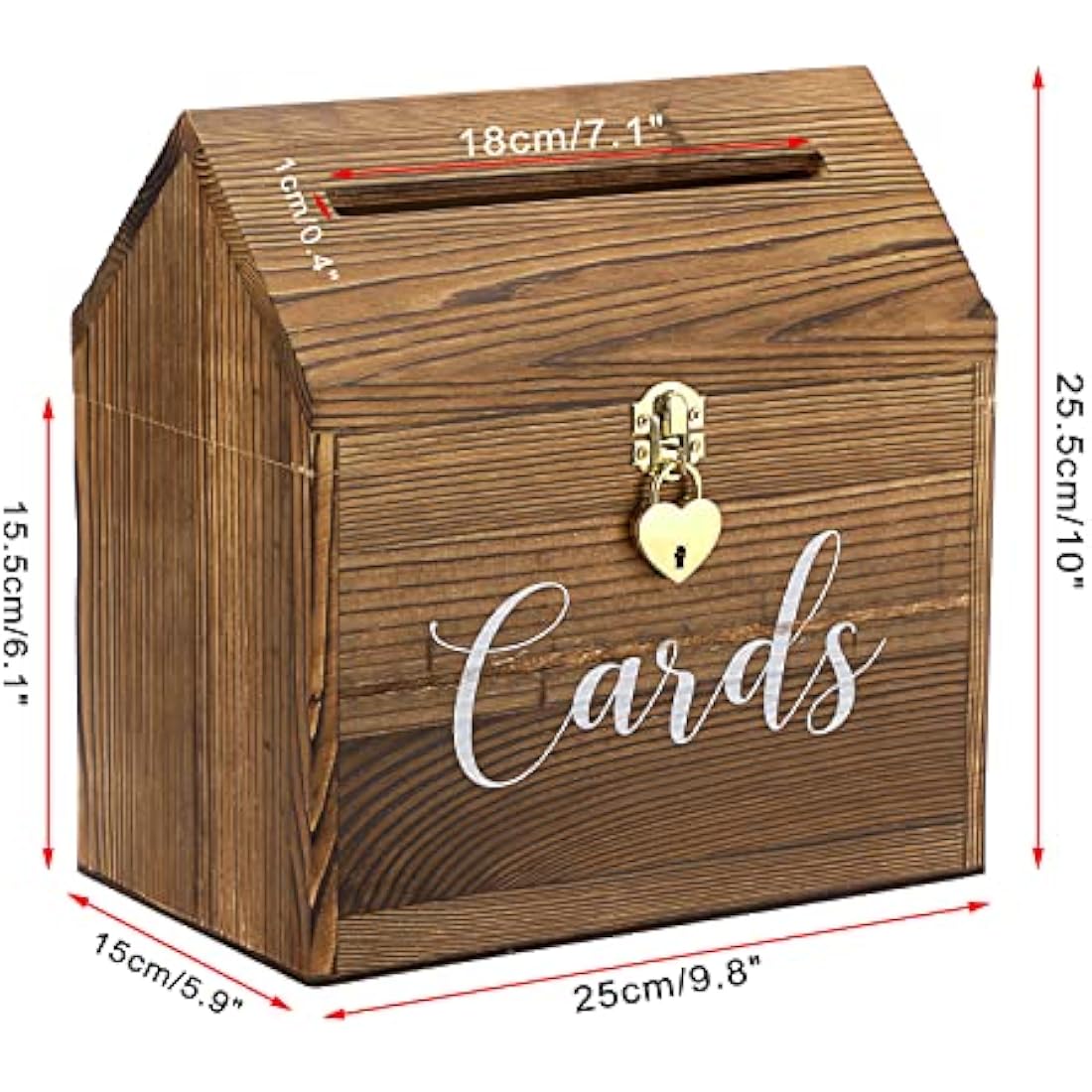 SUMNACON Wood Wedding Card Box with Heart Lock – Vintage Reception Holder
