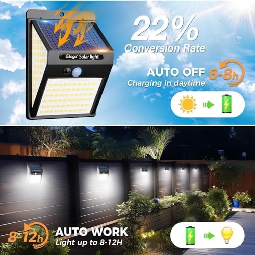 Litogo 4-Pack 140LED Solar Security Lights – Waterproof Motion Sensor