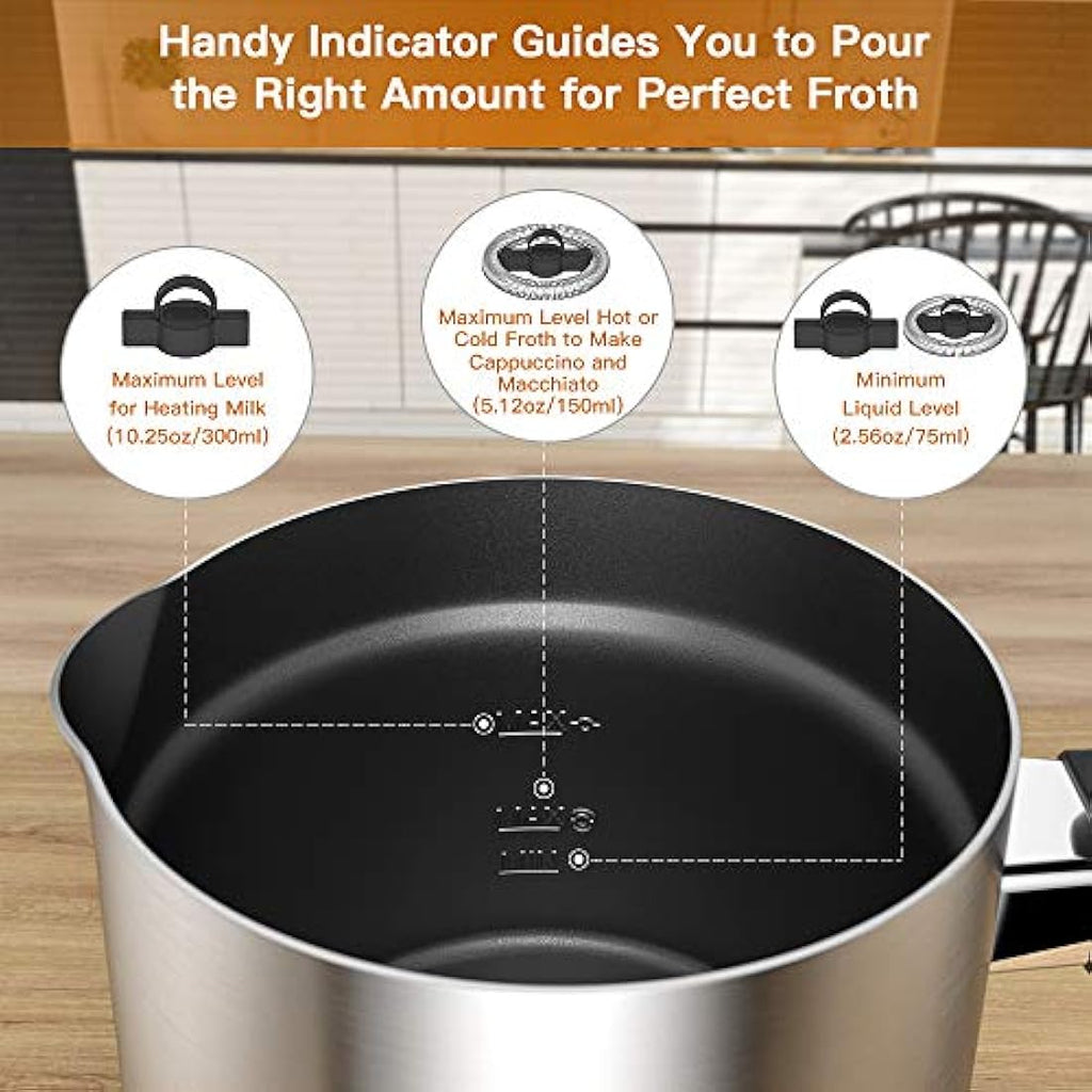 SAYESO Electric Milk Frother and Warmer – Stainless Steel Coffee Foam Maker