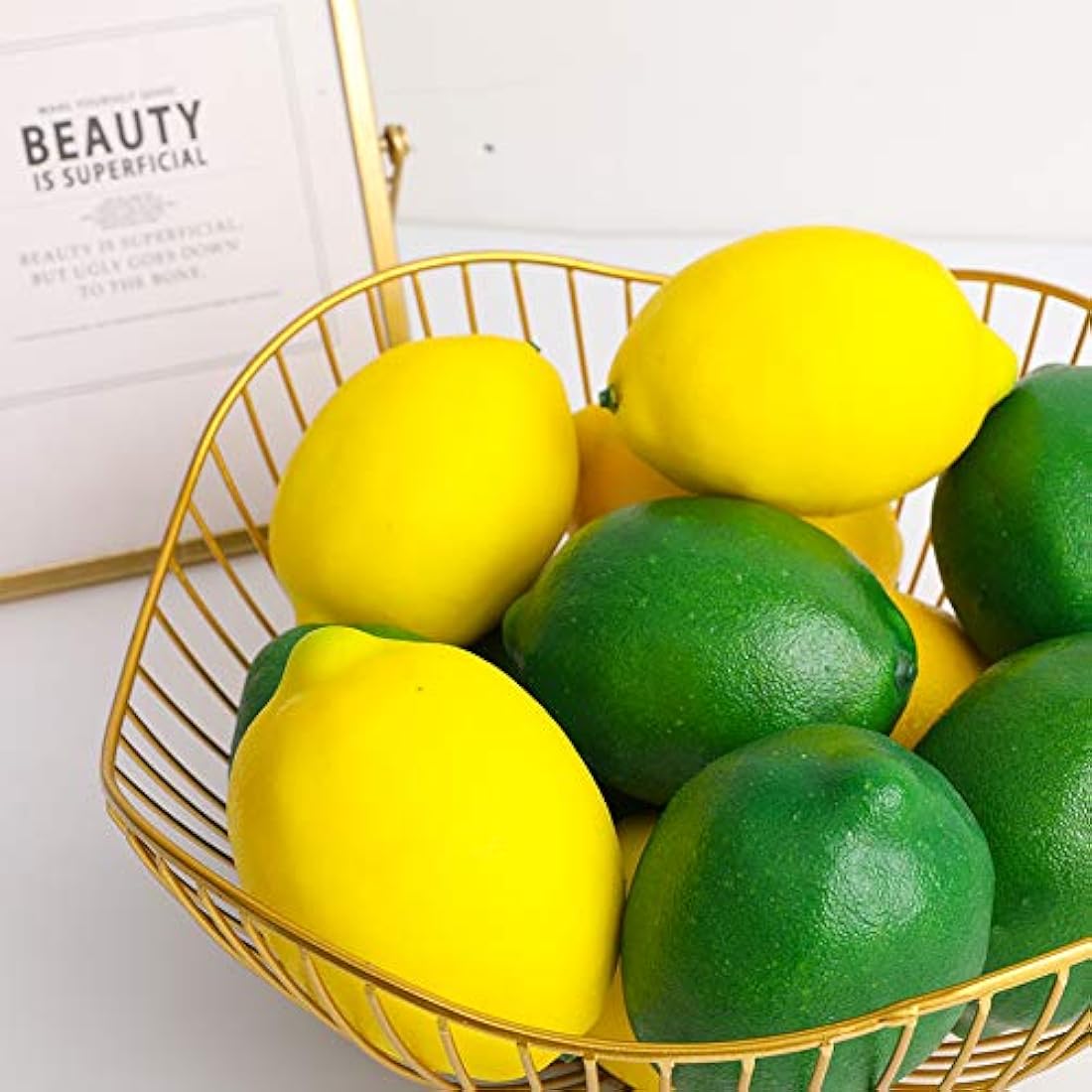 Veryhome Artificial Lemons – 6pcs Realistic Fake Fruit for Kitchen Decor