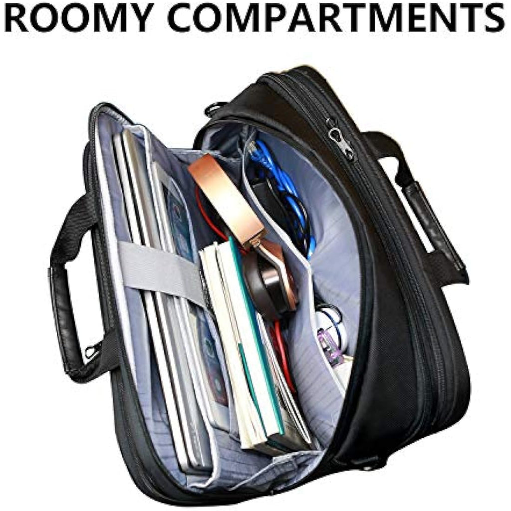 KROSER 18 Inch Laptop Briefcase | Expandable Water-Repellent Bag - Black