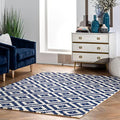 nuLOOM Kellee Geometric Wool Rug – Hand Tufted Navy Accent Rug, 2x3