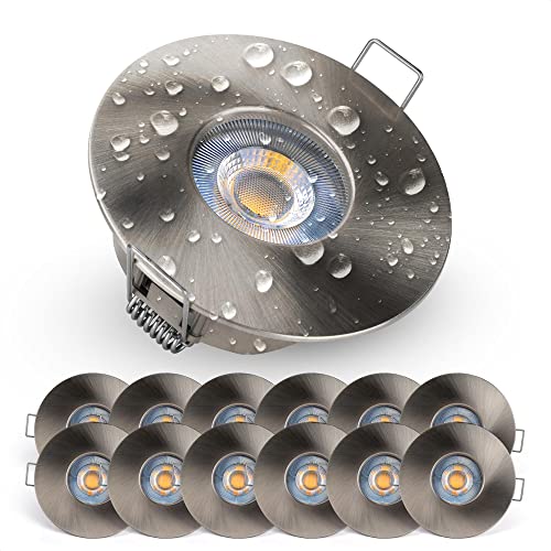 EMOS IP44 Waterproof LED Recessed Downlights - 5W Warm White, Pack of 12