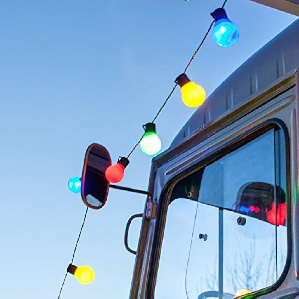 Lights4fun 30 Multi-Coloured LED Festoon Lights | 7.25m Waterproof Cable