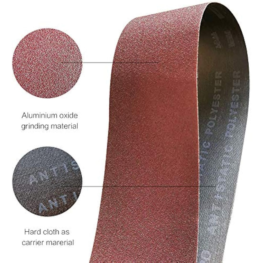 Jolof Store Aluminum Oxide Sanding Belts 150x1220mm - 6 Pack Assorted