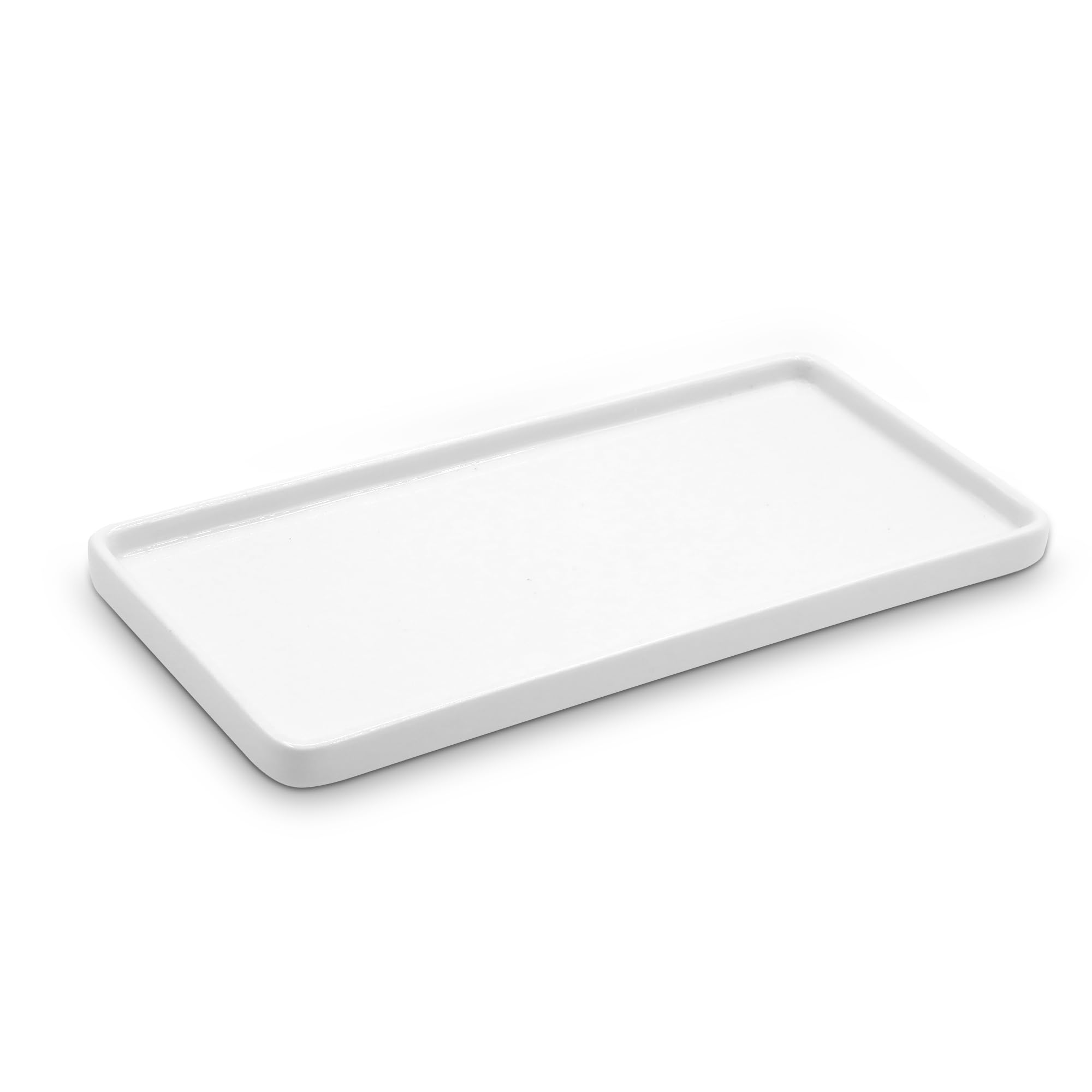 LoeJan 8" Ceramic Bathroom Tray – Small Vanity Organizer Dish, 2 Pack