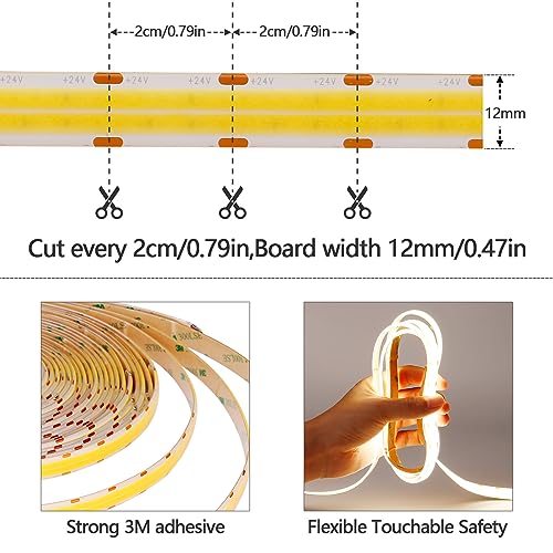 GOMING 24V Double Row COB LED Strip Light | 4000K Natural White IP65