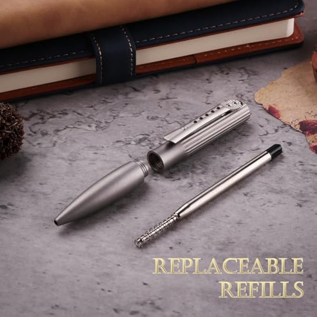 SMOOTHERPRO Titanium Bolt Action Pen | Wide Grip EDC Ballpoint Pen