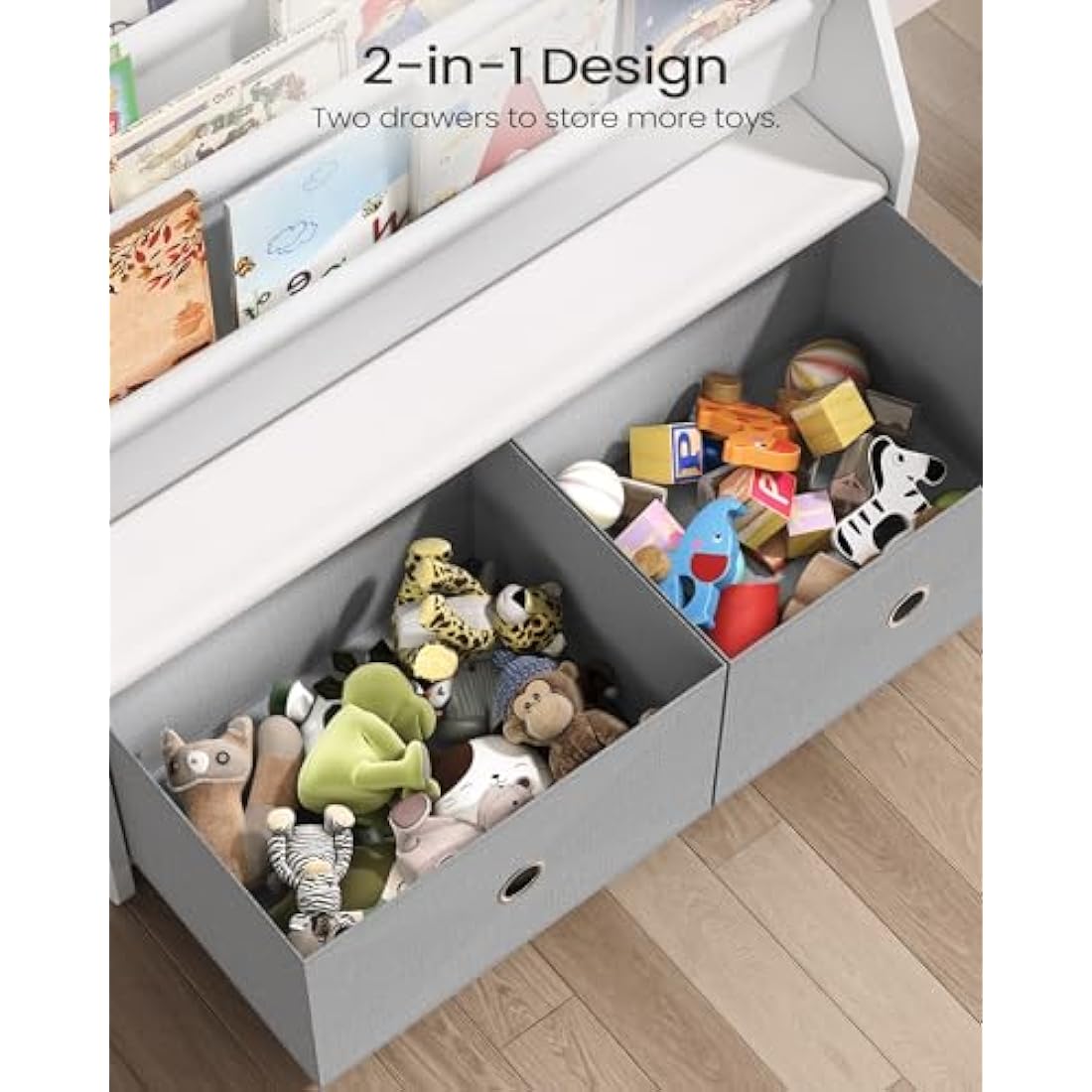 Kids Bookshelf – 4 Tier Children's Bookcase with Toy Storage