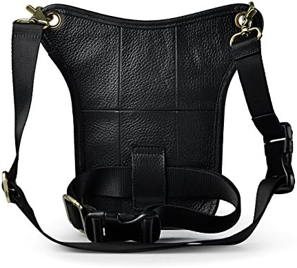 Le'aokuu Mens Genuine Leather Motorcycle Drop Leg Bag | Waist Pack