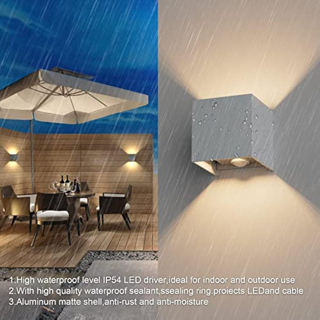 Klighten Outdoor Wall Light with Motion Sensor - IP54 Waterproof Grey 2PCS