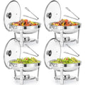 Wilprep 4-Pack Round Chafing Dish Buffet Set | 4.5L Stainless Steel Chafers