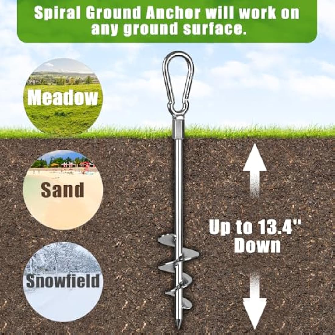 Heavy Duty Steel Ground Anchors – 4 Pack Metal Tent Pegs