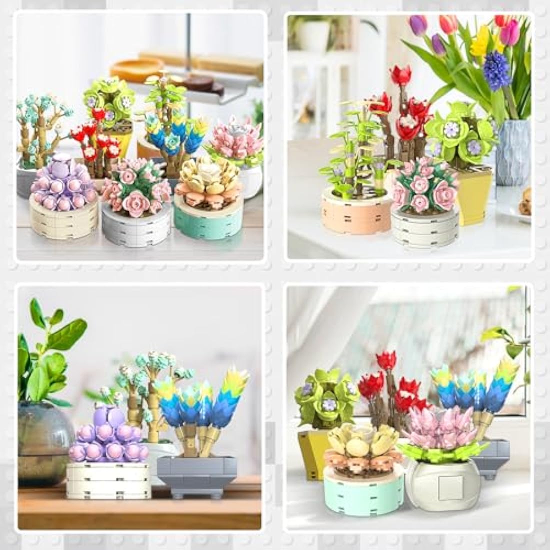 JMBricklayer Succulent Plants Building Blocks Set - 750Pcs Botanical Decor