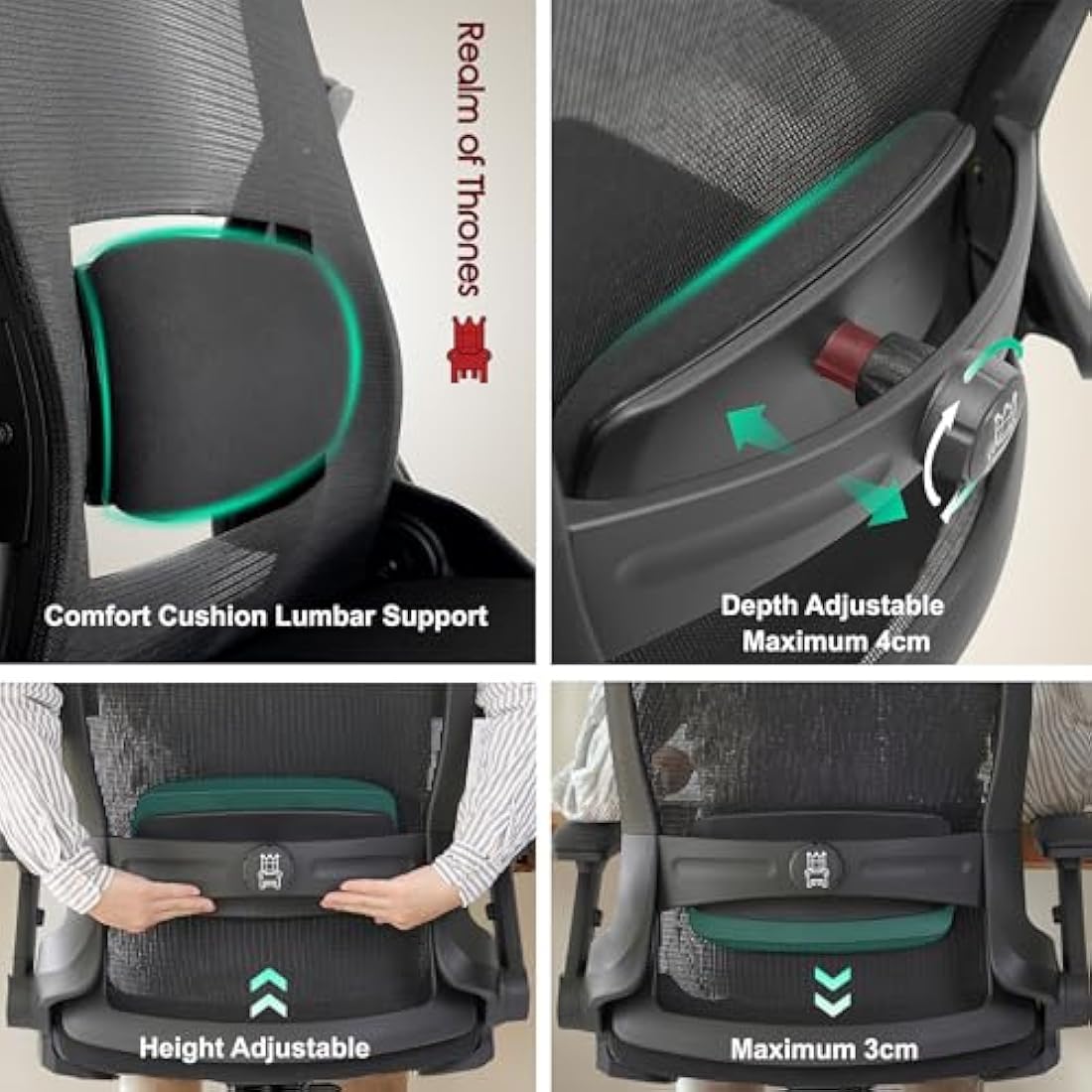 Realm of Thrones VALOUR Ergonomic Mesh Office Chair with Lumbar Support