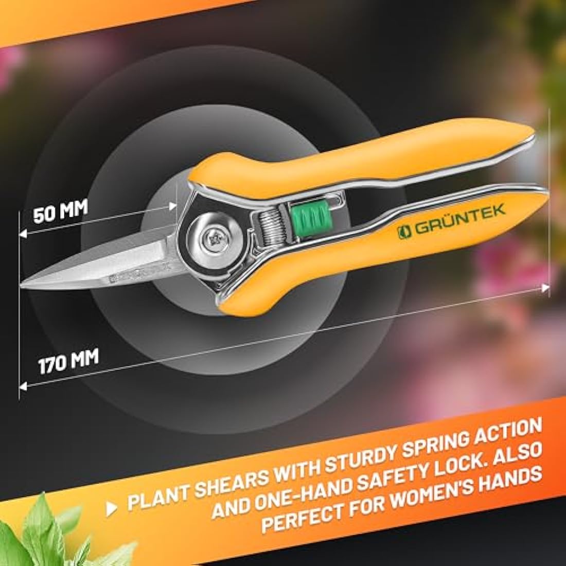 GRÜNTEK Colibri Flower Snips – 170mm Stainless Steel Bypass Pruner