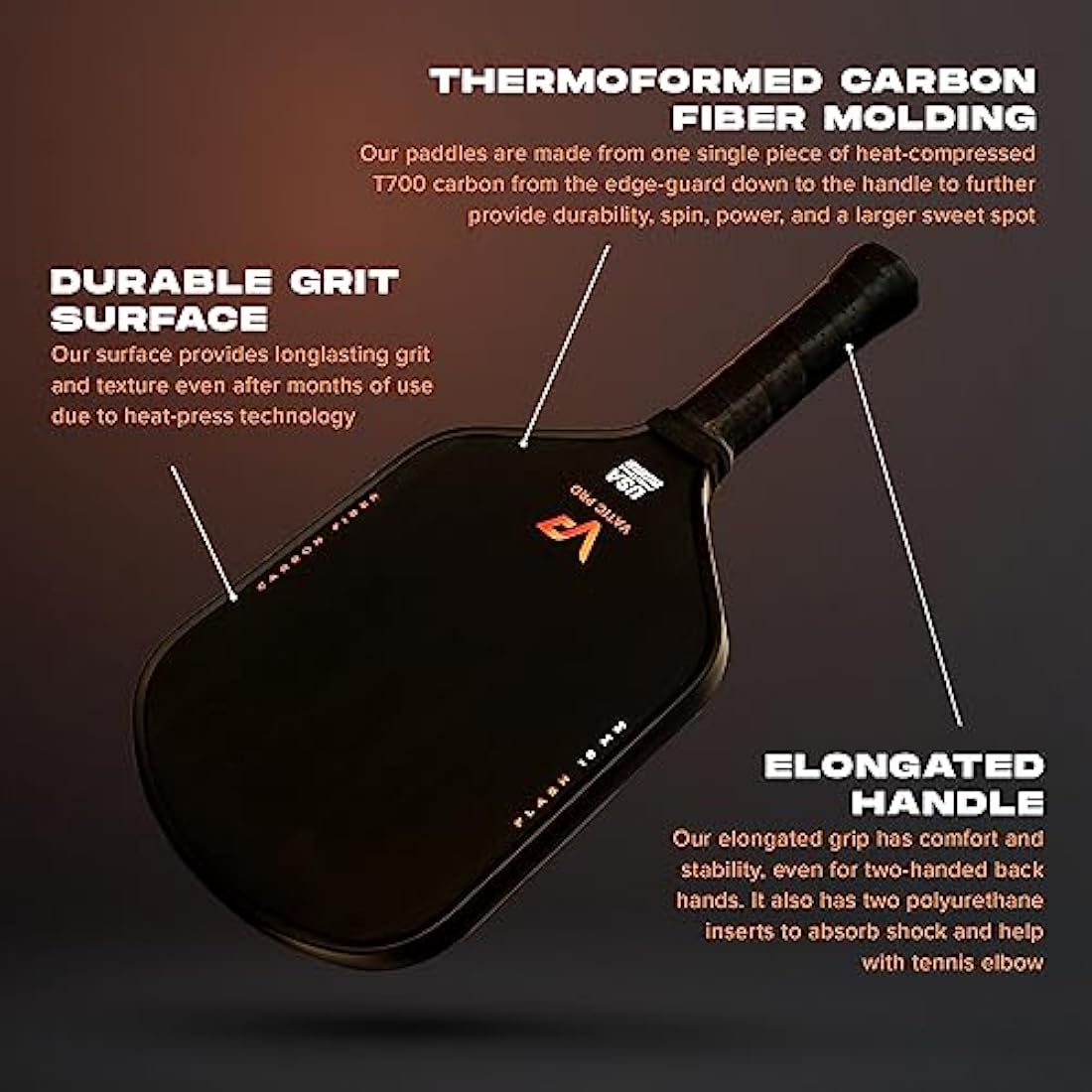 Vatic Pro Kohlefaser Pickleball Paddle – 16mm Thermogeformt USAPA
