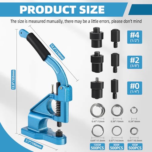 BOOMSTART Heavy Duty Grommet Machine – Eyelet Punch Kit with 1500 Eyelets