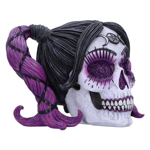 Nemesis Now Drop Dead Gorgeous Voodoo Skull Figurine – Purple Hair 20.5cm