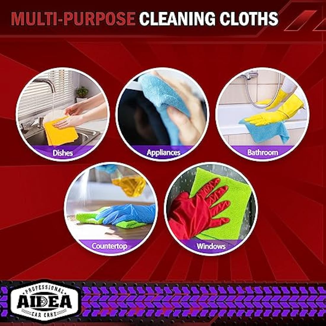 AIDEA Microfibre Cleaning Cloths 100 Pack | Lint-Free Absorbent Rags