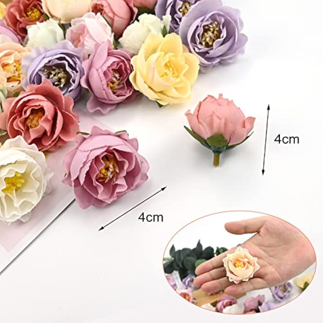 Jolof Store 50Pcs Artificial Silk Rose Flower Heads for DIY Crafts – 4cm