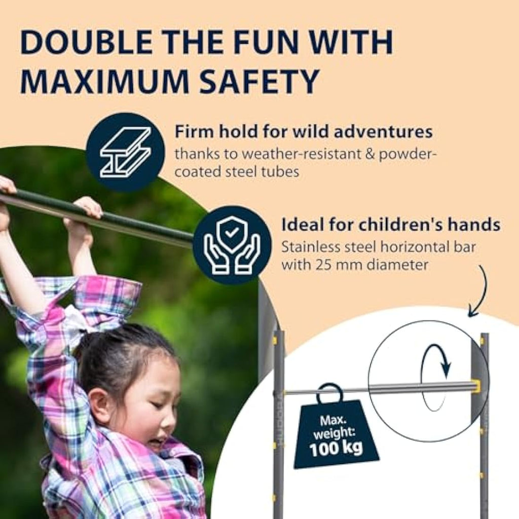 HUDORA Double Gymnastics Bar – Adjustable Outdoor Steel Fitness Bar