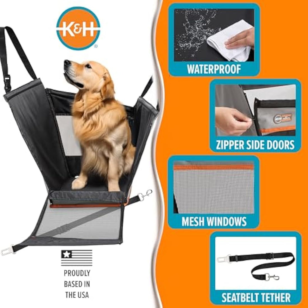 K&H Pet Products Buckle N' Go Dog Car Seat - Gray Waterproof Mesh