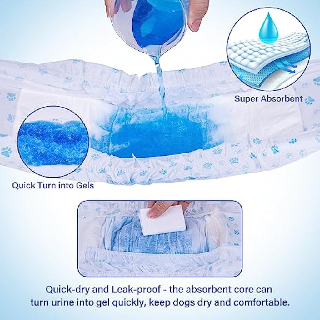 Pet Soft Male Dog Wraps – Super Absorbent Disposable Nappies, 48-Pack