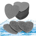 Heart-Shaped Compressed Facial Sponges - 60 Count Black Cellulose