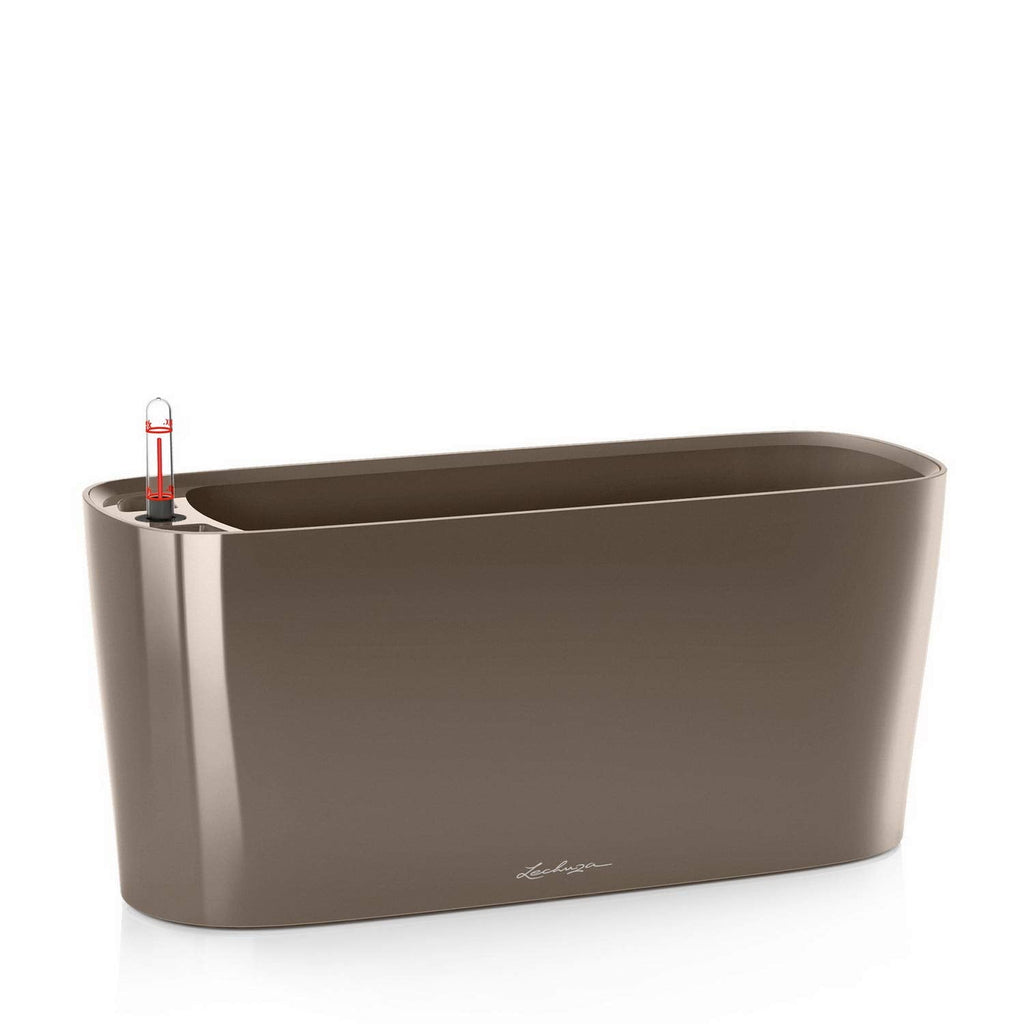Lechuza Delta 20 Self-Watering Indoor Herb Planter - Shiny Taupe Plastic