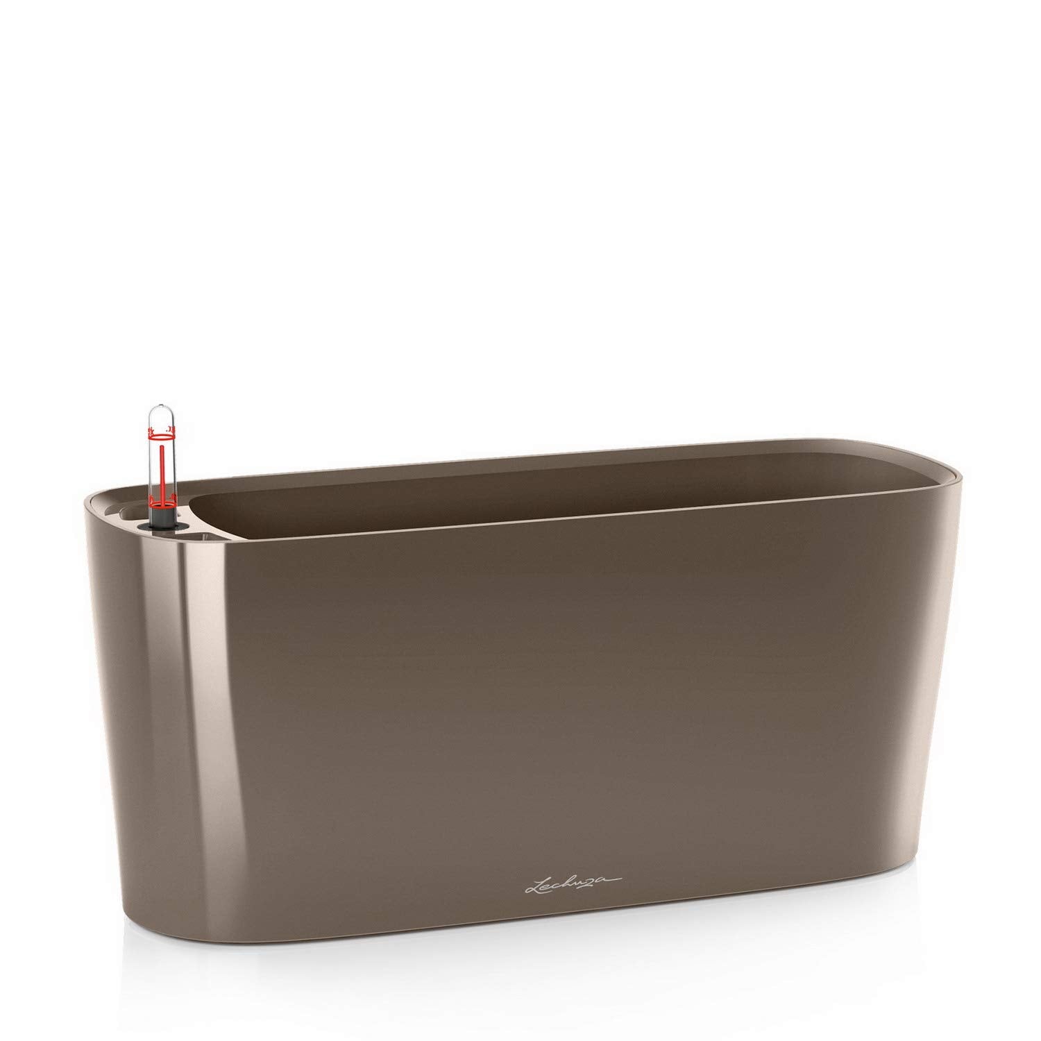Lechuza Delta 20 Self-Watering Indoor Herb Planter - Shiny Taupe Plastic