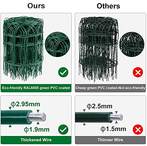Amagabeli Green Garden Border Fence | 0.4m x 25m PVC Coated Metal Wire