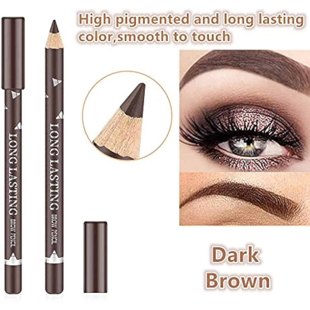 Go Ho 12-Piece Dark Brown Eyebrow and Eyeliner Pencil Set | Waterproof