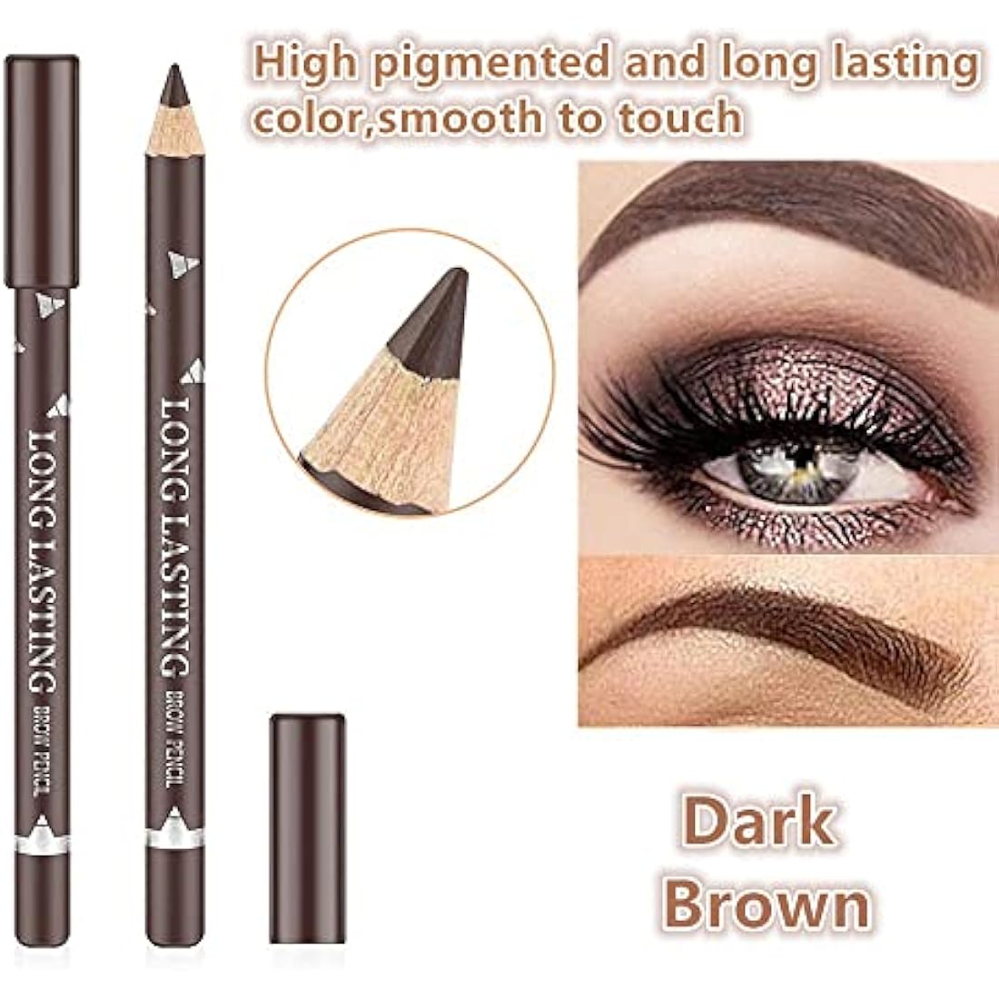 Go Ho 12-Piece Dark Brown Eyebrow and Eyeliner Pencil Set | Waterproof