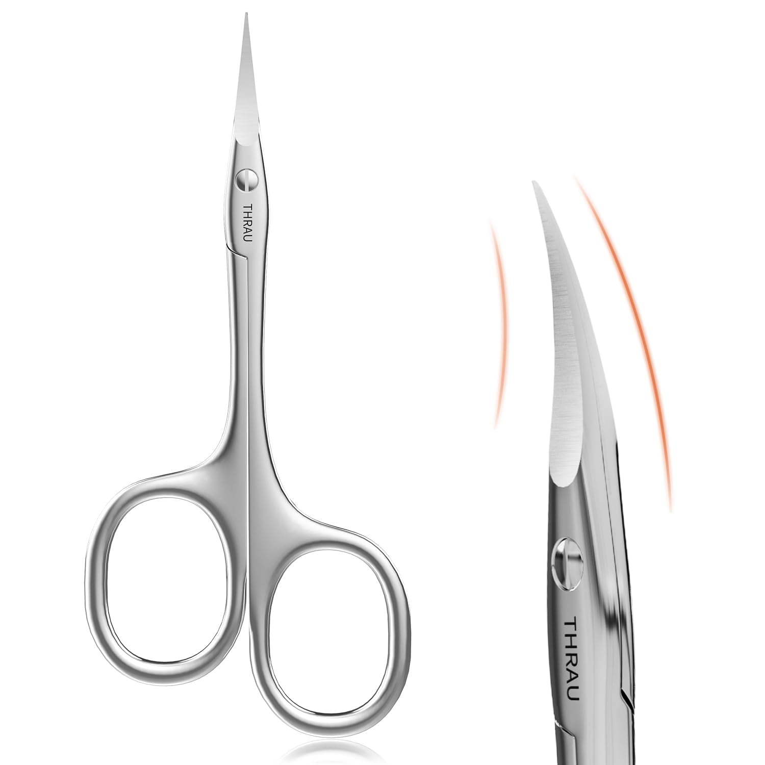 THRAU Right Handed Cuticle Scissors – Precision Curved Stainless Steel