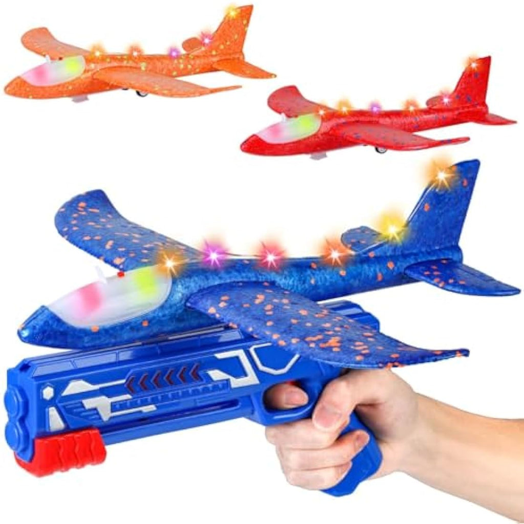 Airplane Launcher Toy | 3 Pack LED Foam Glider Planes