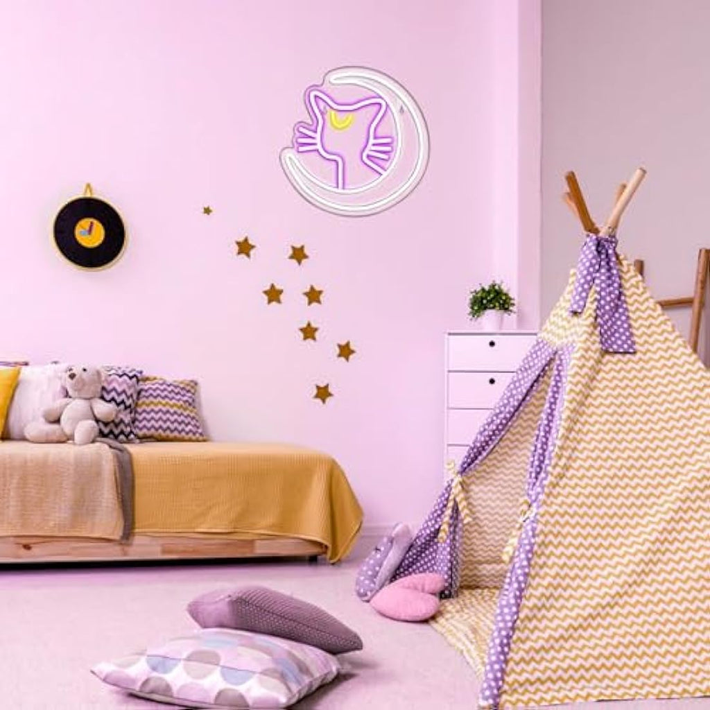 Sailor Moon Cat Neon Sign – LED Anime Wall Decor for Bedroom
