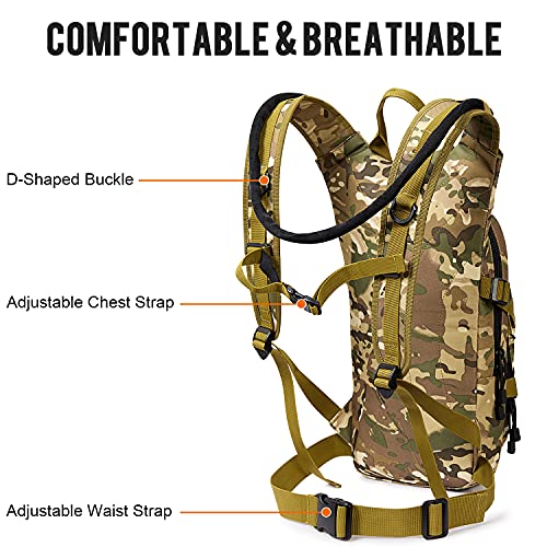 G4Free Tactical Hydration Pack – 15L Hiking Backpack with 3L Bladder