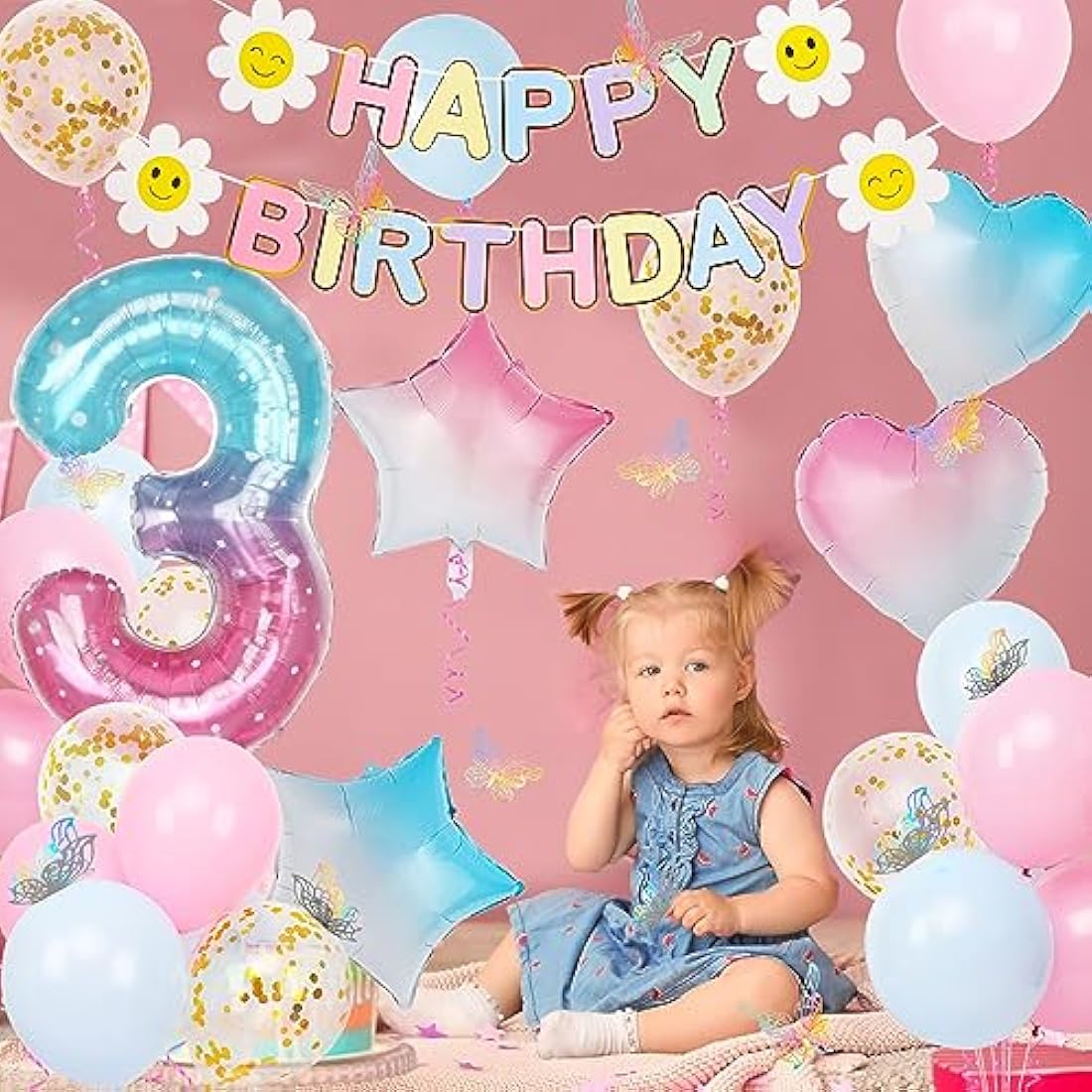 3rd Birthday Decorations - Gradient Number 3 Balloon Kit