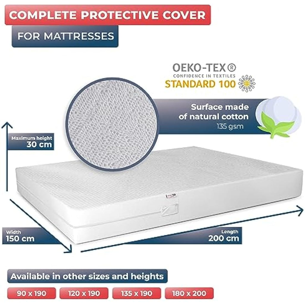 Wrappybag King Size Bed Bug Mattress Protector – Waterproof Cotton Cover
