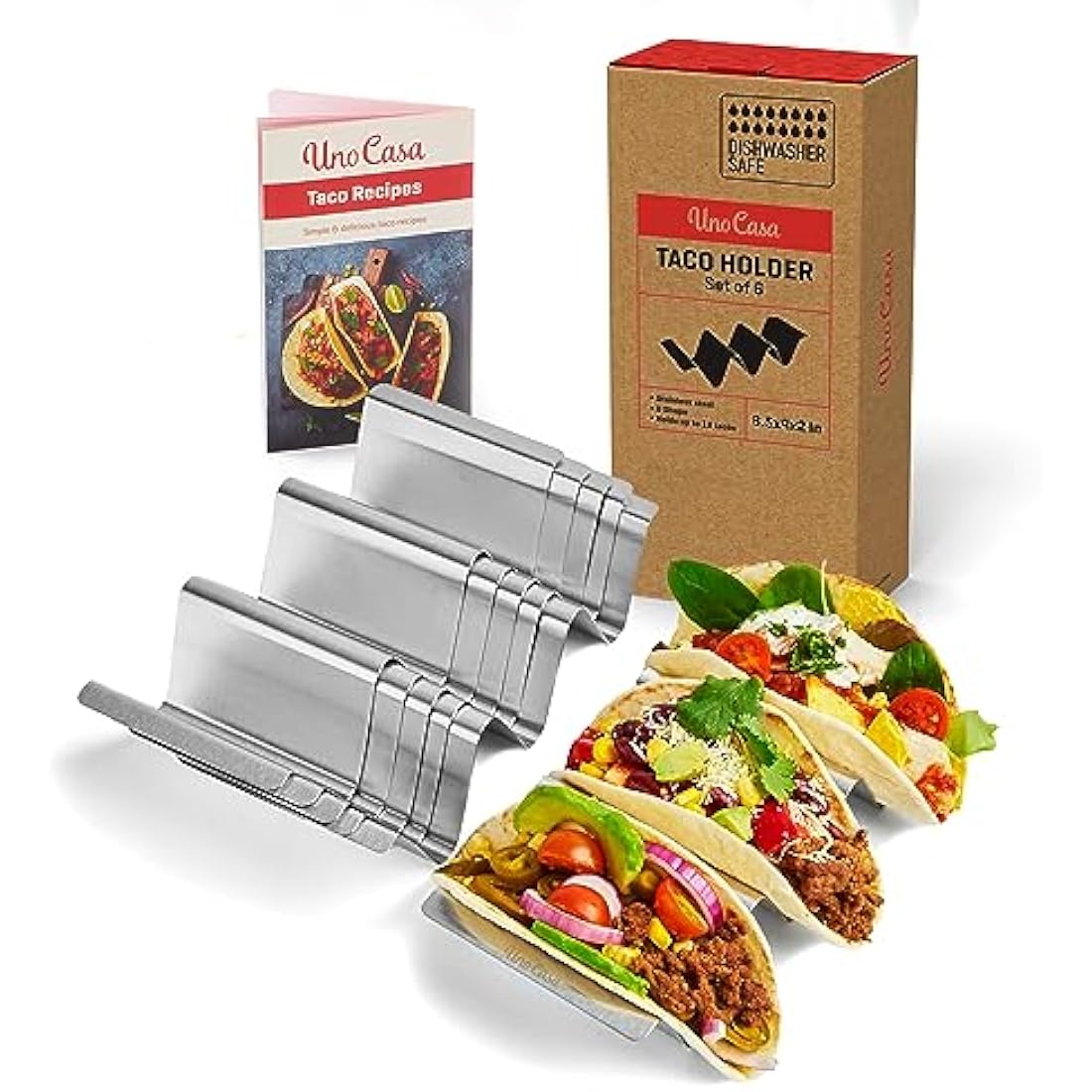 Uno Casa Stainless Steel Taco Holders Set of 6 – Oven & Grill Safe