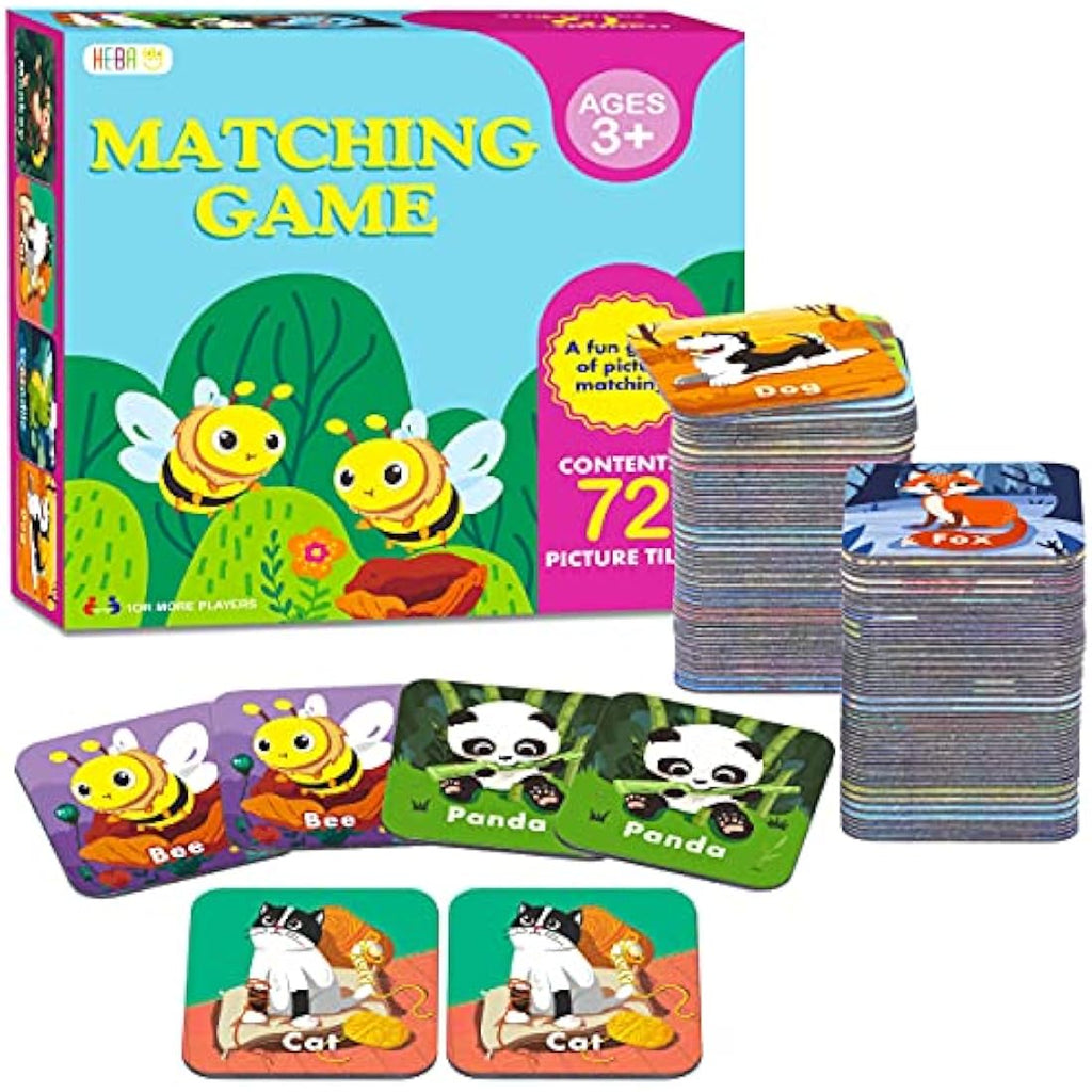 Hebayy Animal Matching Memory Game - 36 Pair Erasable Flash Cards