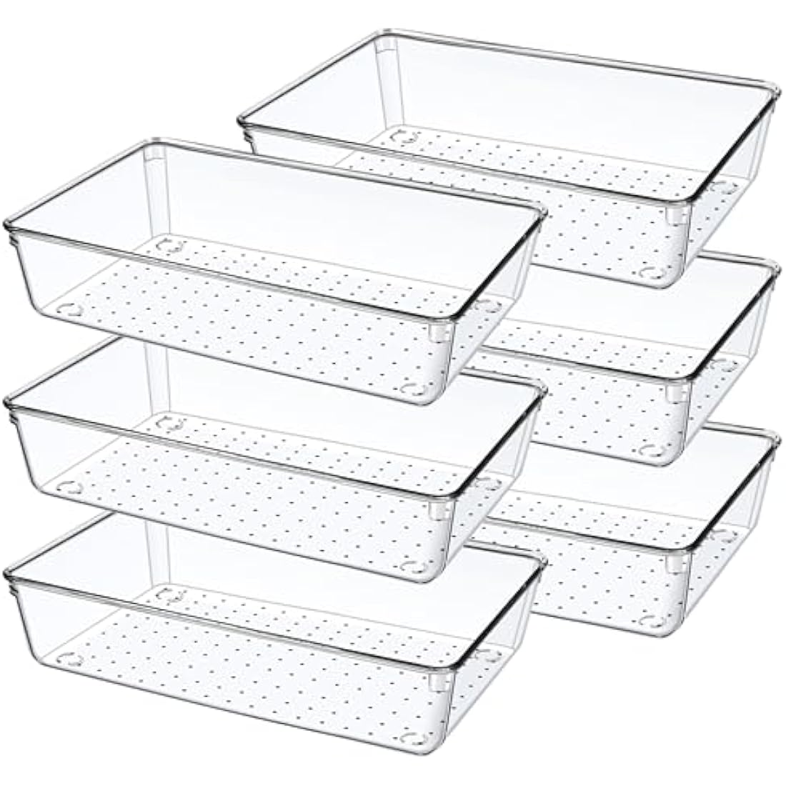 Giklux Clear Acrylic Drawer Organiser Trays - 6 Pcs Desk & Kitchen Dividers