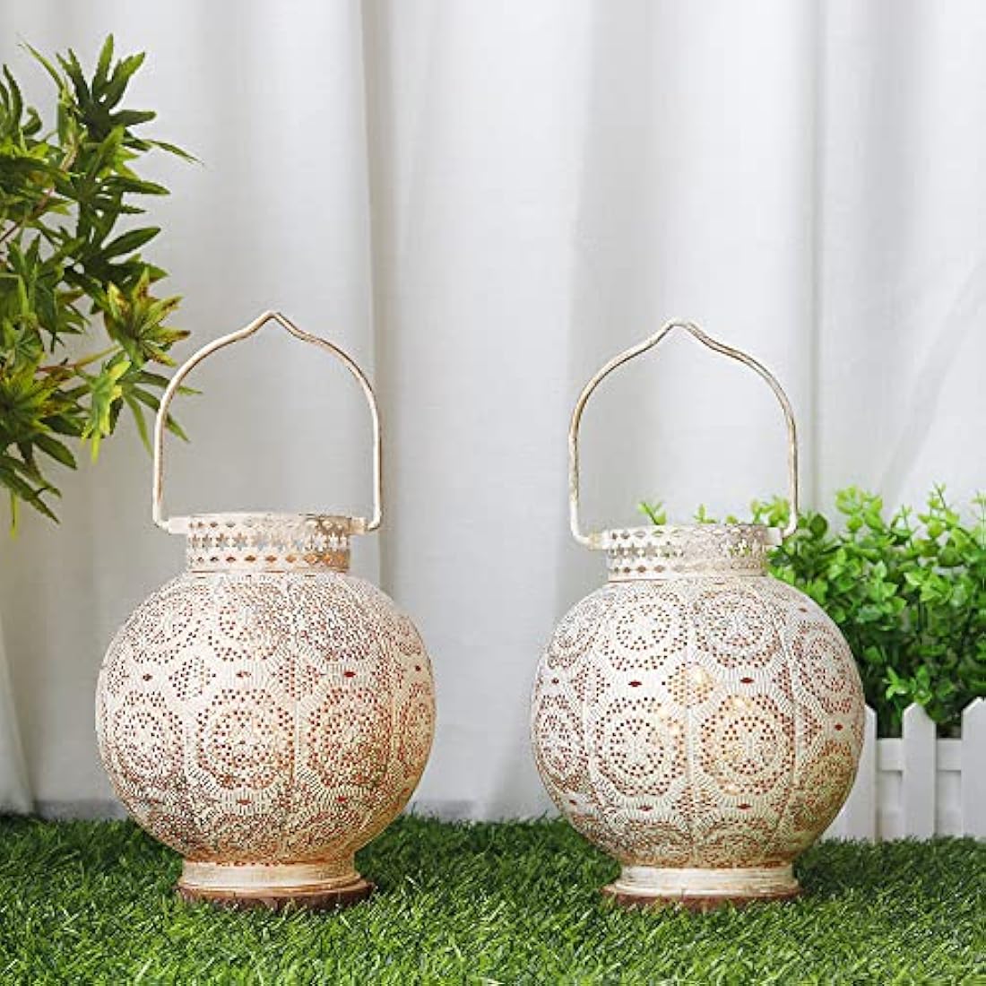 TRIROCKS Moroccan Metal Table Lamp Set – Battery Powered Cordless Lanterns