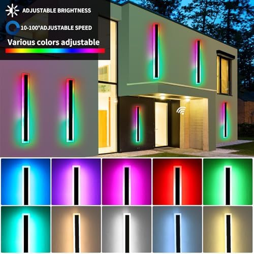 Mikeru RGB Outdoor Wall Lights – 80CM Modern LED Waterproof Sconce 2-Pack