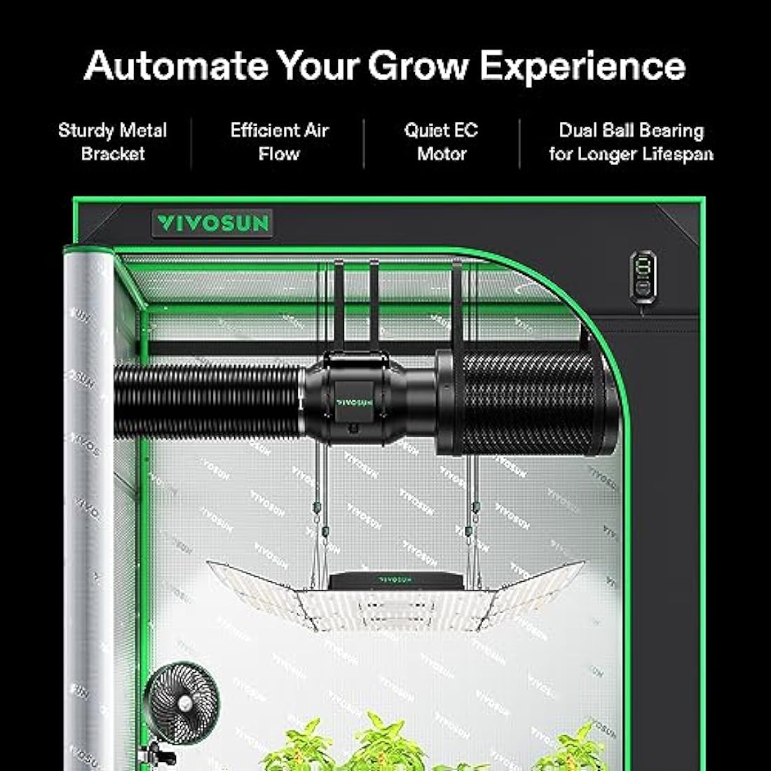 VIVOSUN AeroZesh G6 150mm Grow Tent Ventilation Kit with E12 Controller