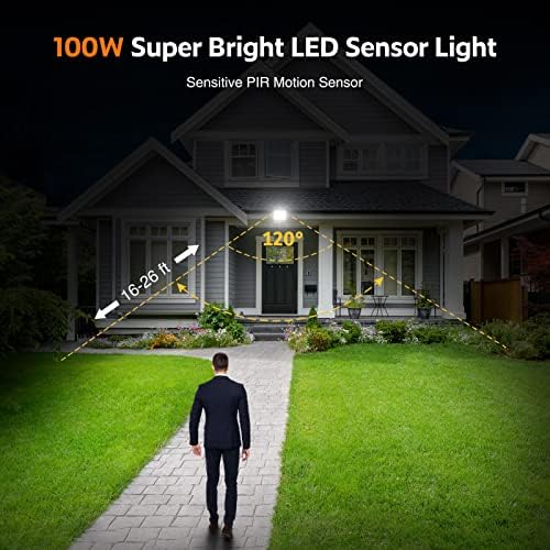 YIQIBRO 100W LED Security Lights | 10000LM Motion Sensor Floodlight 2-Pack