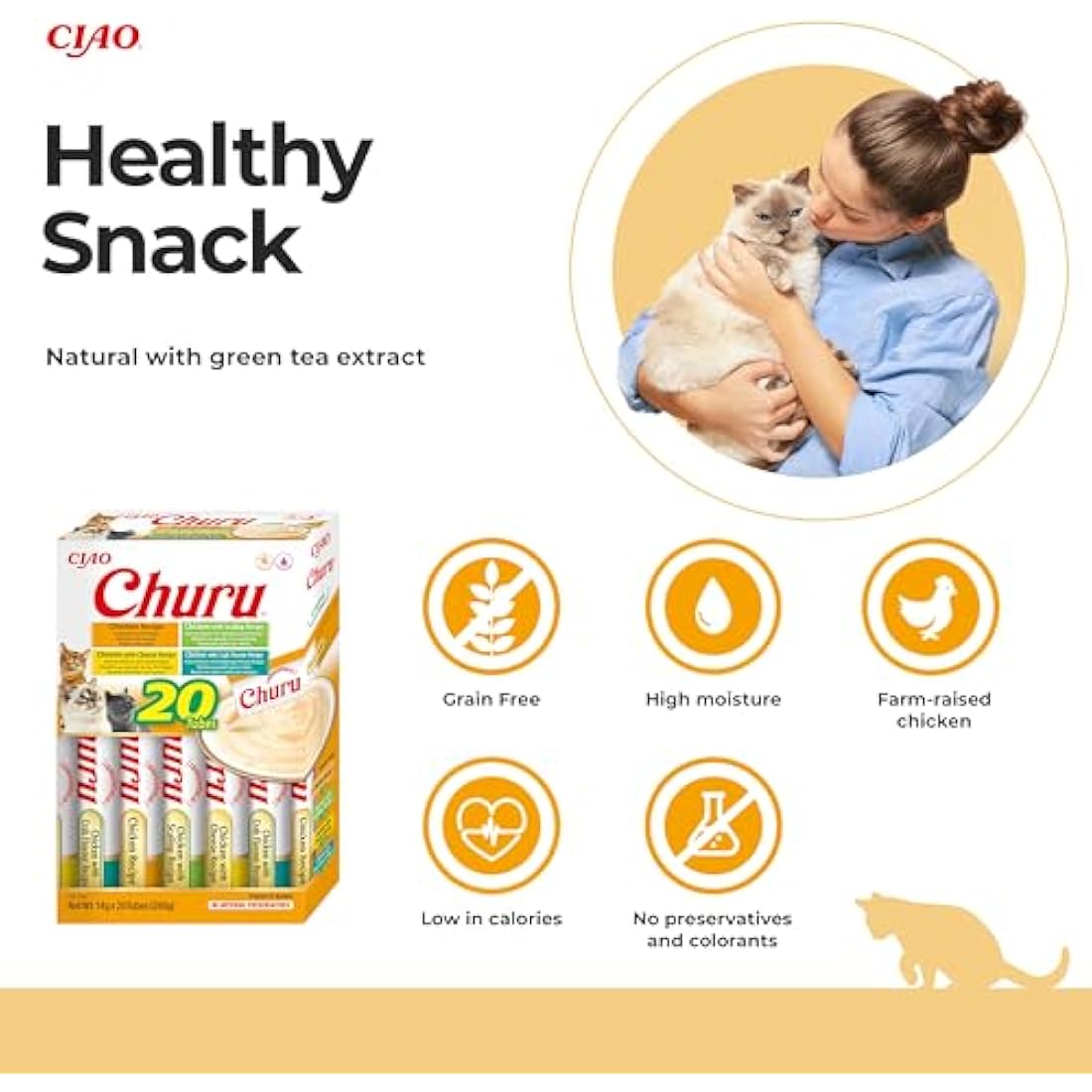 Inaba Churu Chicken Variety Cat Treats – Grain-Free Puree (20 Pack)