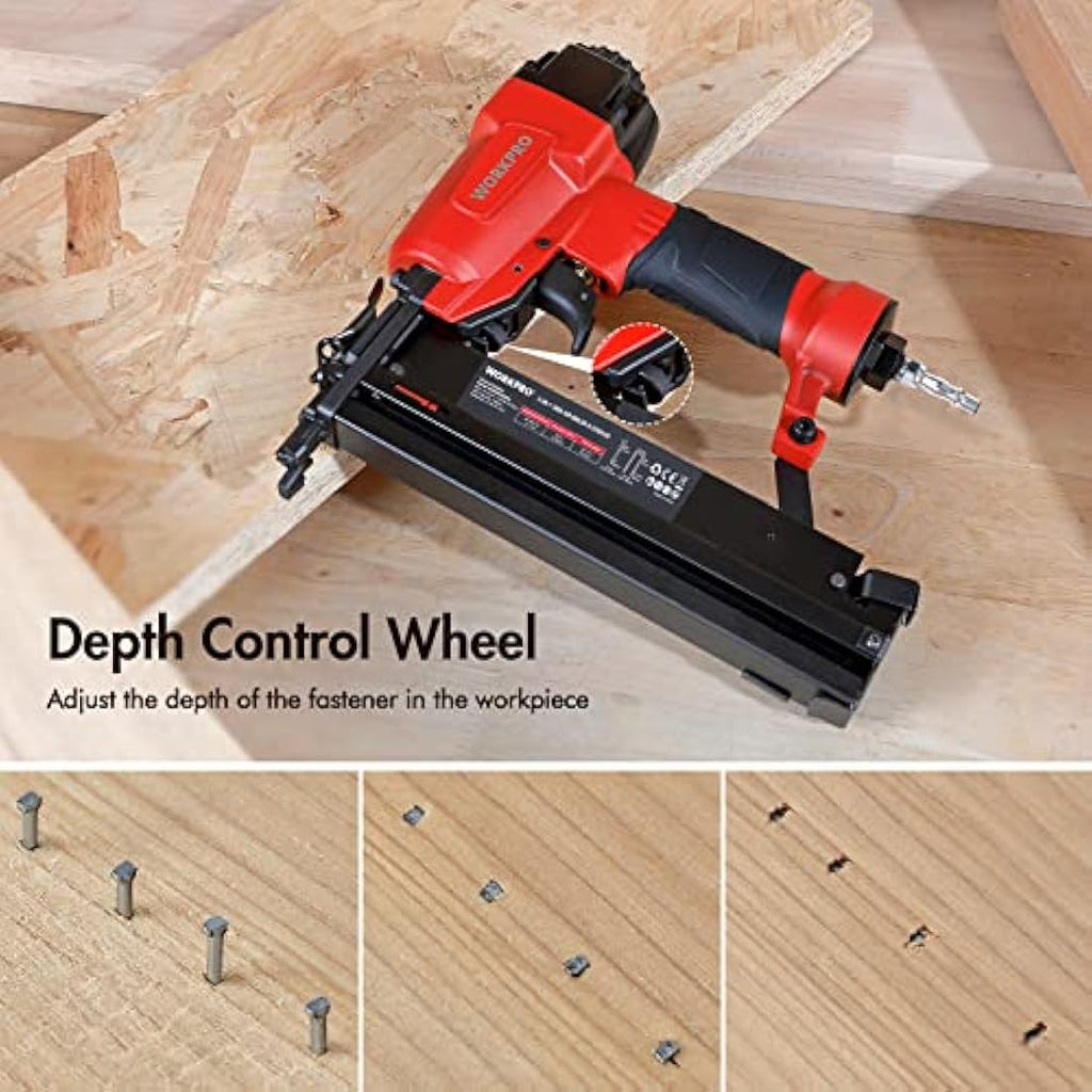 WORKPRO 2-in-1 Air Brad Nailer & Stapler | 18G Pneumatic Aluminum Gun