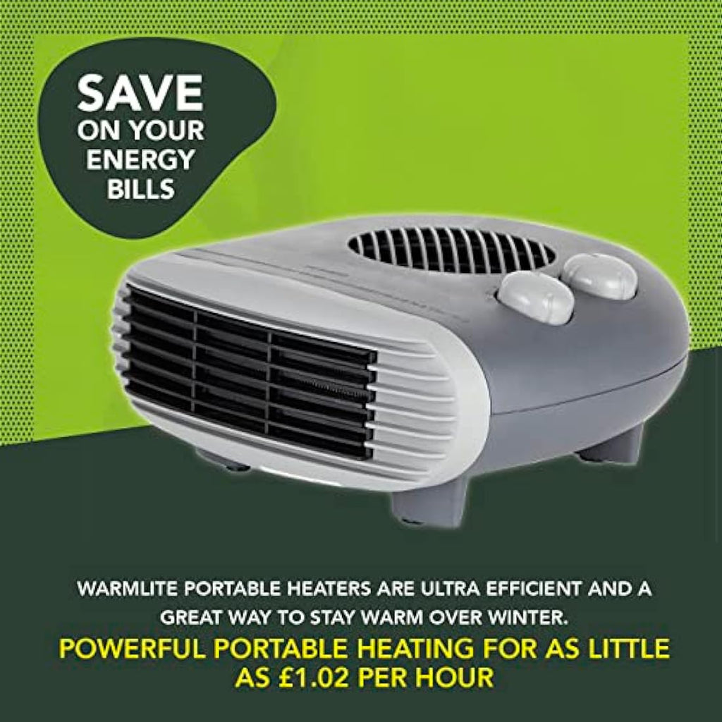 Warmlite 2000W Portable Flat Fan Heater – Dark Titanium Finish